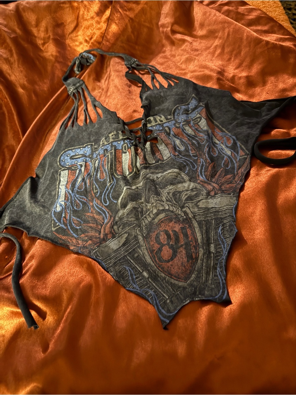 Black Affliction Lace-Up Halter Bralette Top - Women’s Custom Cut Sturgis 84 Top